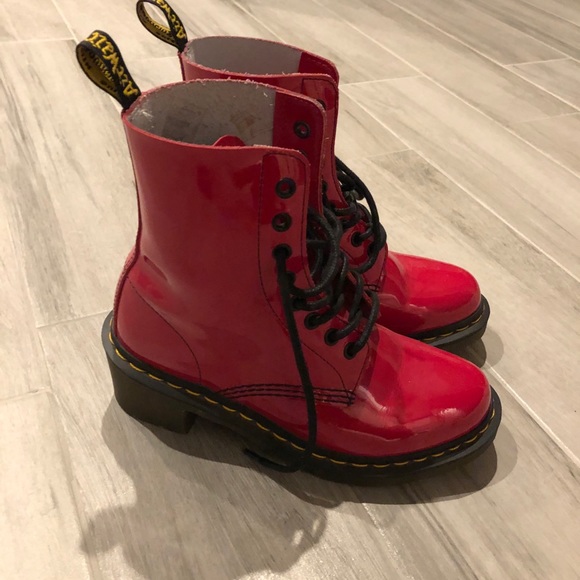 patent cherry red doc martens